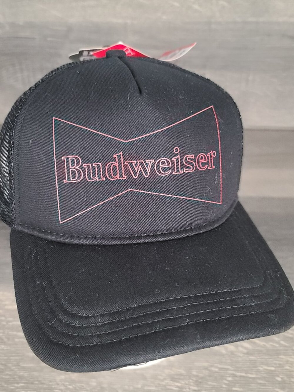 New Budweiser Beer Pugs Snapback Mesh Trucker Hat Black with Red Embroidered